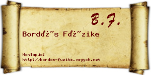 Bordás Füzike névjegykártya